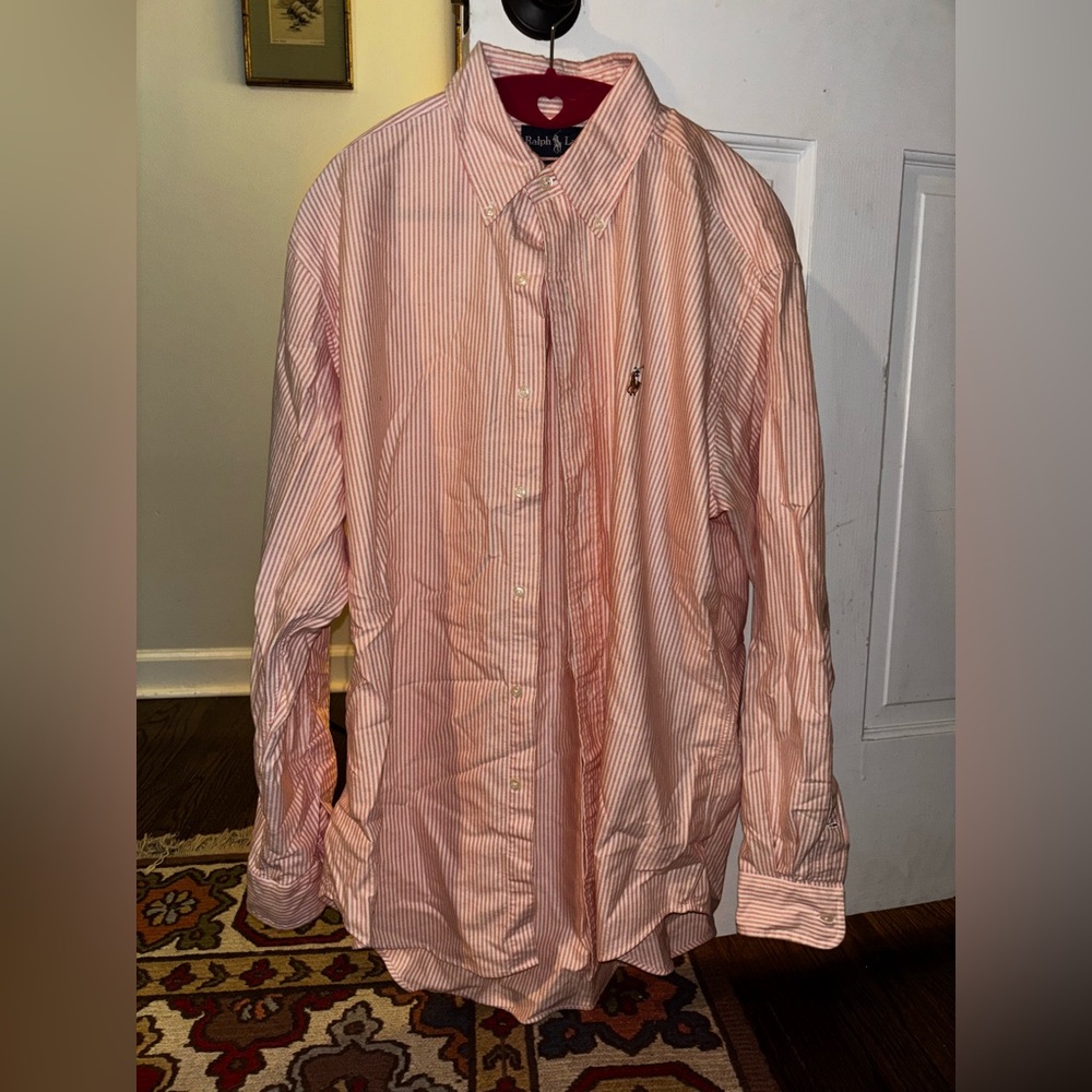 Ralph Lauren Men's Light Pink Striped Shirt